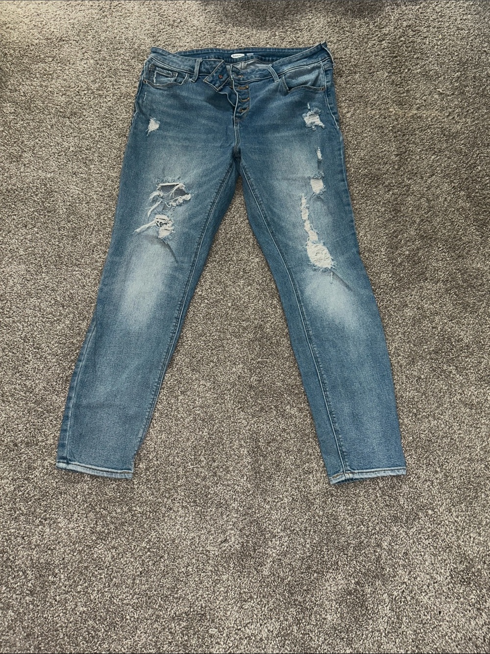 Old Navy Mid-Blue Distressed Boyfriend Jeans